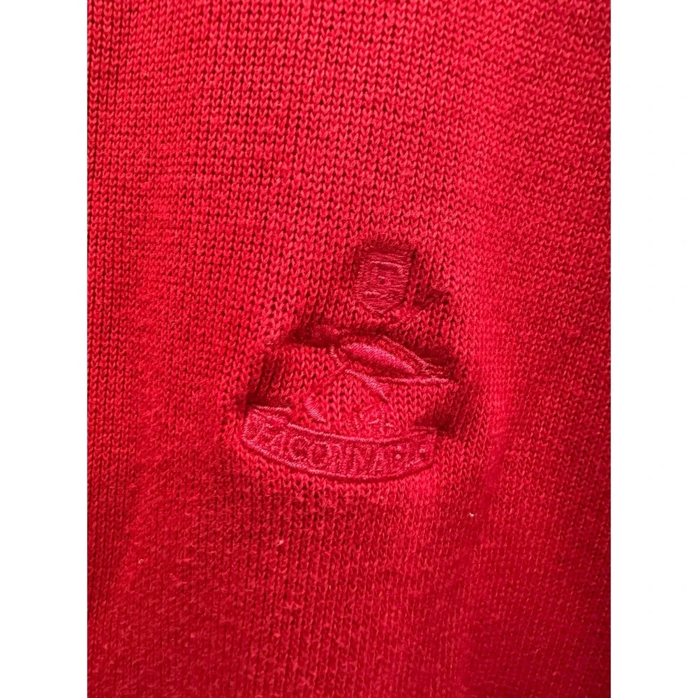 Faconnable Mens Red Cotton Knit Crewneck Sweater XL Long Sleeve Crest Logo